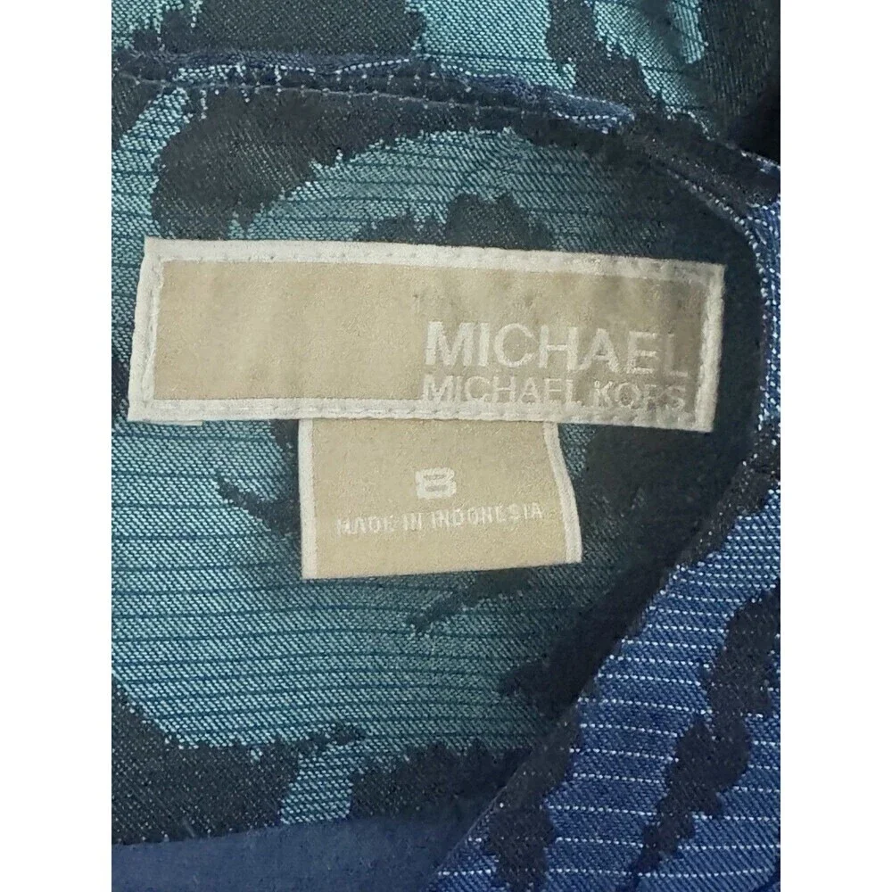 Michael Kors Dress Sz 8 Metallic Shift Evening Cocktail Going Out Futurism Glam